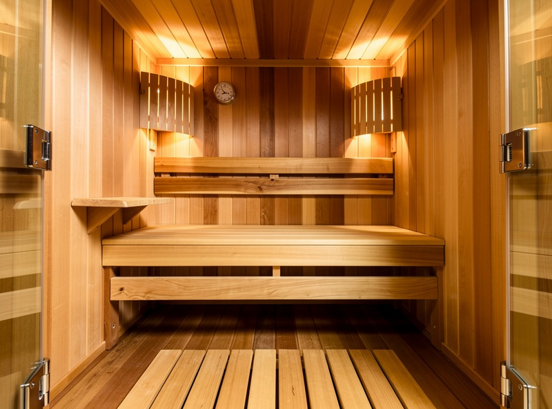 Side view of premium cedar infrared sauna cabin showing solid construction and traditional design elements