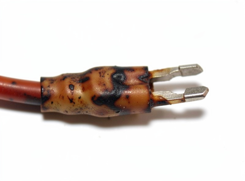 Scorched and discolored electrical connector found behind an infrared sauna panel