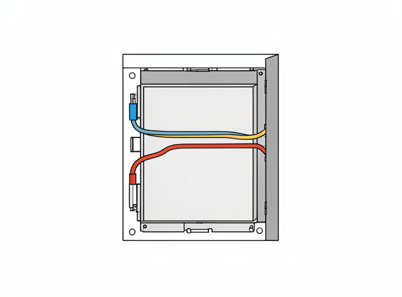 Cutaway view of an infrared sauna panel showing paired wiring conductors routed together to cancel magnetic field