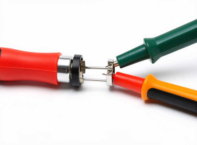 Multimeter probes touching the two terminals of an infrared sauna heater element to test continuity