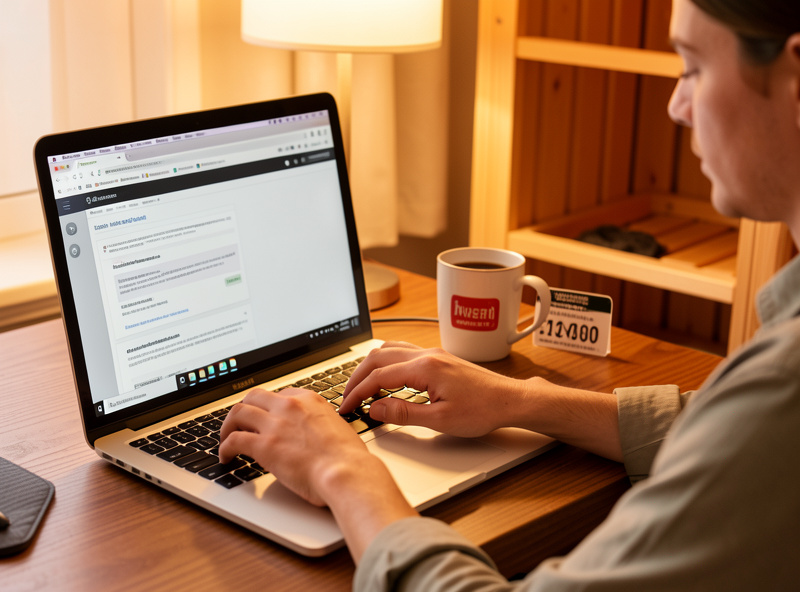 Composing an email to a sauna manufacturer with the serial number to confirm warranty transfer