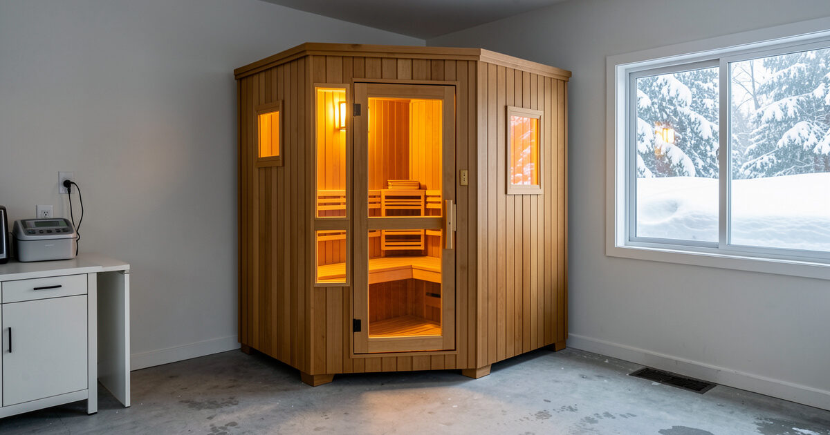 Garage infrared sauna in freezing weather