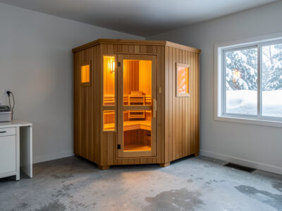 Garage infrared sauna in freezing weather